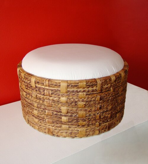 Cotton Knitted Pouf Ottoman